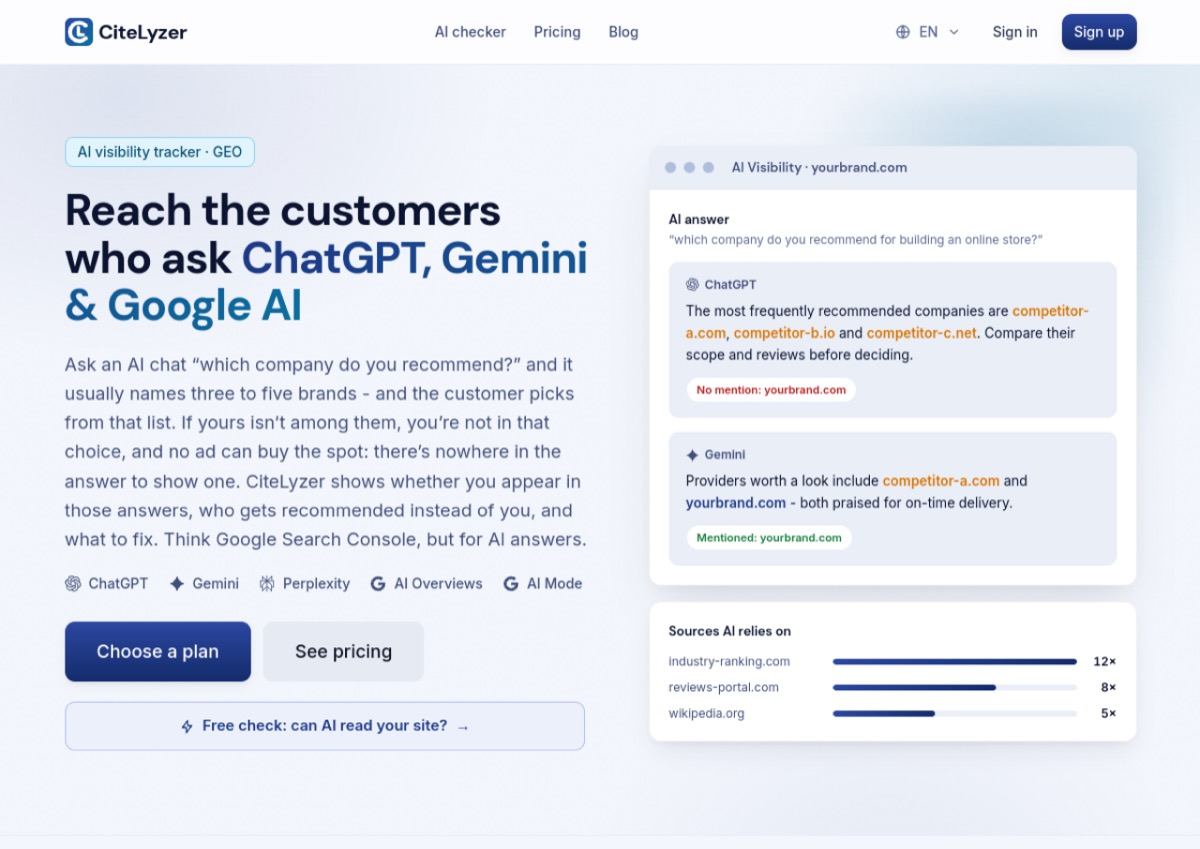CiteLyzer homepage