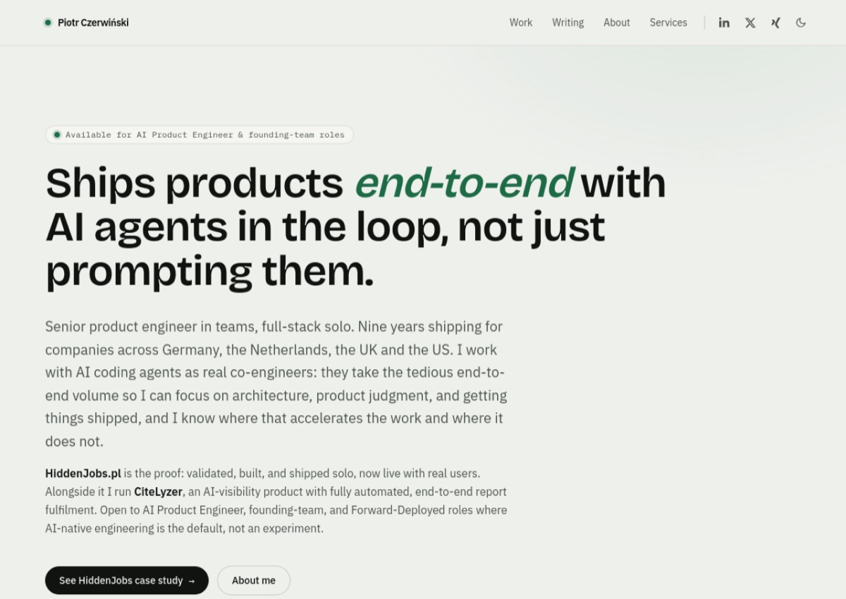 piotrczerwinski.dev homepage